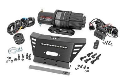 Rough Country Suspension Systems - Rough Country 92079 Front Winch Mount Kit w/Winch Black for Honda Pioneer 520