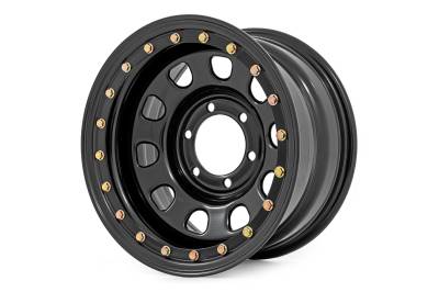 Rough Country Suspension Systems - Rough Country D-Window Beadlock Style Wheel 16x8 6x5.5 -12mm Black RC51-6883SL