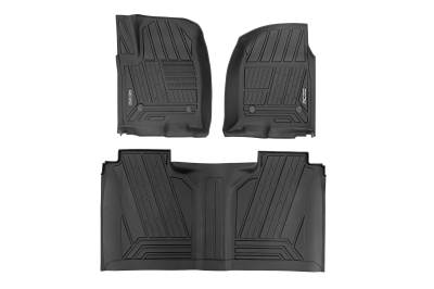 Rough Country Suspension Systems - Rough Country Front/Rear Floor Liners Black Silverado/Sierra Crew FF-21612