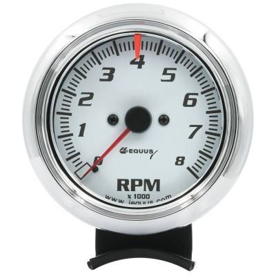 Equus - Equus E5078 Gauge Tachometer 3-3/8" 8k RPM Wht Dial 5000 Series