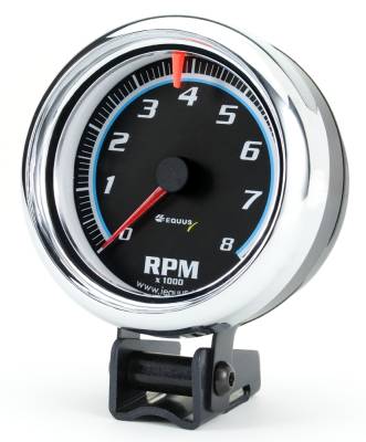 Equus - Equus E6078 Gauge Tachometer 3-3/8" 8k RPM Blk Dial Chrm Case 6000 Series