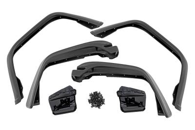 Rough Country Suspension Systems - Rough Country A-J02022 Black WF1 Flat Style Fender Flares for 20-26 Gladiator JT