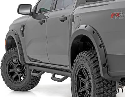 Rough Country Suspension Systems - Rough Country F-F12401 Pocket Fender Flares Black for 24-26 Ford Ranger 2WD/4WD
