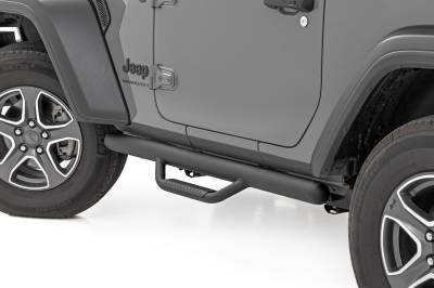 Rough Country Suspension Systems - Rough Country RCJ1846B 3" Drop Step Nerf Bars Black for 18-26 Wrangler JL 2DR