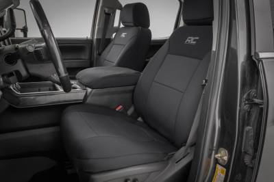 Rough Country Suspension Systems - Rough Country 91070 Fr/Rr Seat Covers Black for 14-26 Silv/Sra 2500HD/3500 Crew