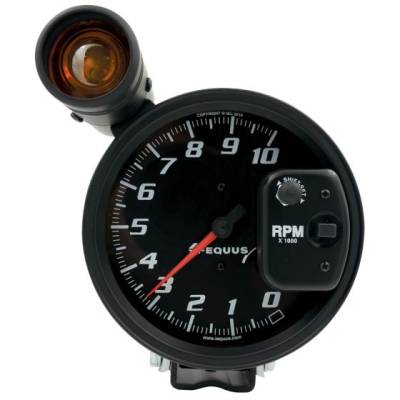 Equus - Equus E6080 Tachometer 5" 10K RPM Pedestal w/Ext. Shift-Lite Black 6000 Series