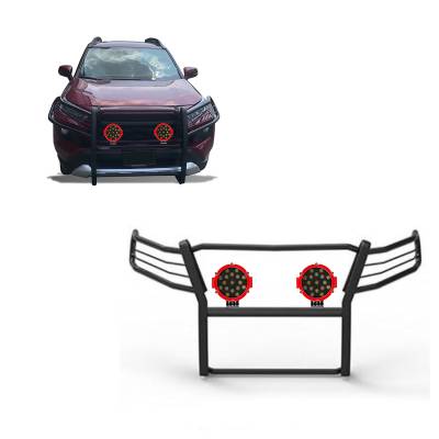 Black Horse Off Road - Black Horse 17A093904MA-PLR Black Grille Guard w/LED for 19-24 Toyota RAV4