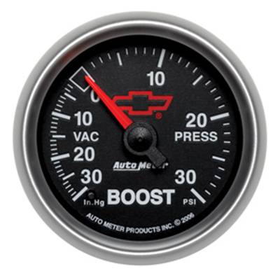 AutoMeter - AutoMeter 3659-00406 Vacuum/Boost Gauge 30PSI 2-1/16" for Chevy Red Bowtie