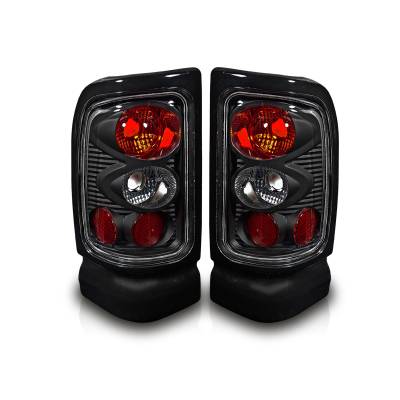 Winjet - Winjet CTWJ-0012-BC Black/Clear Taillights for 94-01 Dodge RAM Pick Up