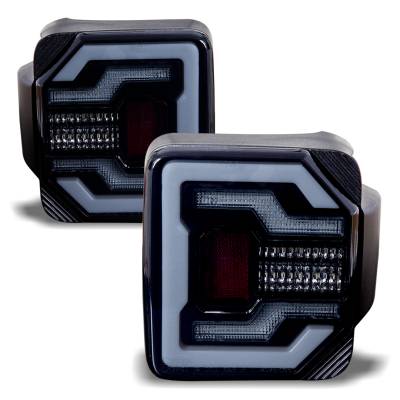 Winjet - Winjet CTRNG0650-BS-SQ Black Smoke Taillights & Brake Lamp for Jeep Wrangler JL