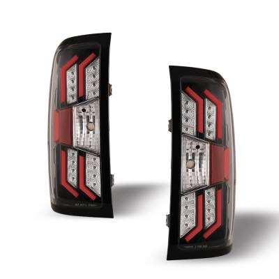 Winjet - Winjet CTRNG0383-GBC-RG Gloss Black/Clear Red Glow-Bar LED Taillights for Chevy