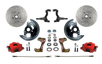 Leed Brakes - Leed Brakes RFC1002SMX Spindle Kit w/Drilled Rotors & Red Calipers