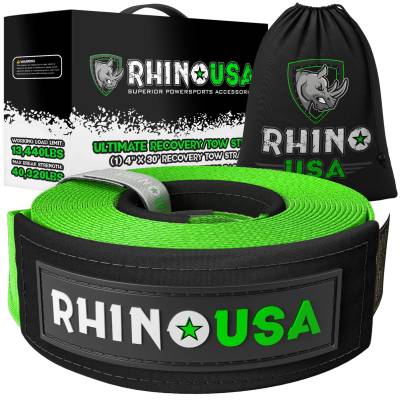 Rhino USA - Rhino USA RG-TS4X30-GRN Recovery Tow Strap 4"x30' Green