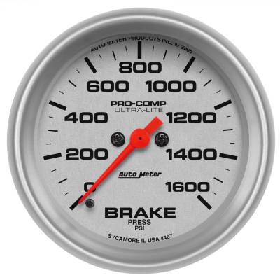AutoMeter - AutoMeter 4467 Ultra-Lite Brake Pressure Gauge 0-1600 PSI 2-5/8" Stepper Motor