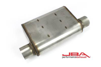 JBA Racing Headers - JBA Headers 40-301301 3" Offset/Offset Chambered 304 Stainless Steel Muffler