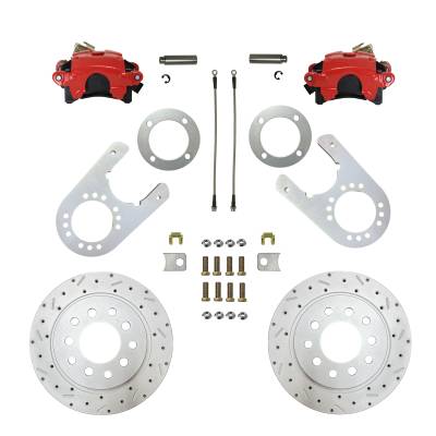 Leed Brakes - Leed Brakes RRC6004X Rear Disc Brake Kit w/Drilled Rotors & Red Calipers