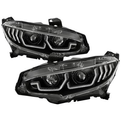 Spyder Auto - Spyder Auto 5087539 Black LED Headlights w/Sequential Turn Signal