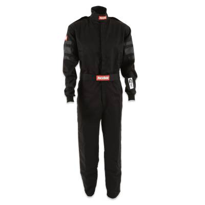 Racequip - RaceQuip 110004RQP One Piece Fire Racing Suit Black Medium Tall