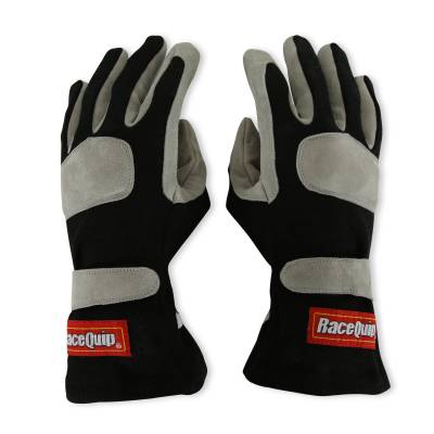 Racequip - RaceQuip 351003RQP 351 Series 1-Layer Nomex Race Gloves Black Medium