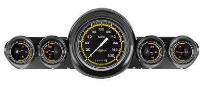 Classic Instruments - Classic Instruments CH59AXY54 AutoCross Yellow Gauge Set 59-60 Chevy Full Size