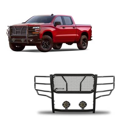 Black Horse Off Road - Black Horse RU-CHSI19-B-PLB Rugged-HD Grille Guard w/7.0" Blk for Silverado 1500