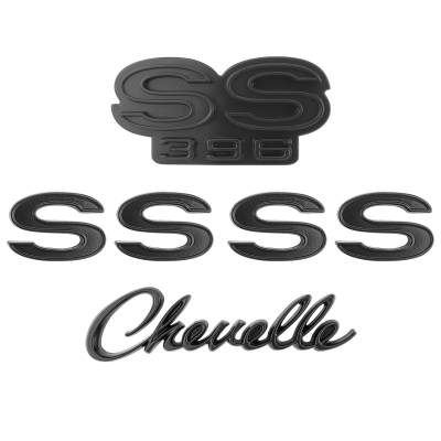 Trim Parts - Trim Parts 4101B 68-69 Chevrolet Chevelle Emblem Kit Black SET