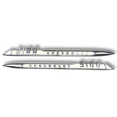 Trim Parts - Trim Parts 9045 1955 Chevrolet Truck Front Fender"3100" Spear Emblem Pair