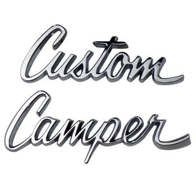 Trim Parts - Trim Parts 9843 69-72 GMC Truck Door "Camper" Emblem w/Fasteners Pair