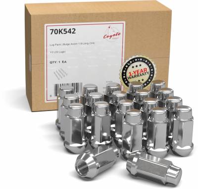 Coyote Premium Wheel Accessories - Coyote Wheel Accessories 70K542 Bulge Acorn Lug Pack 1.9" Long 1/2" 20Pc