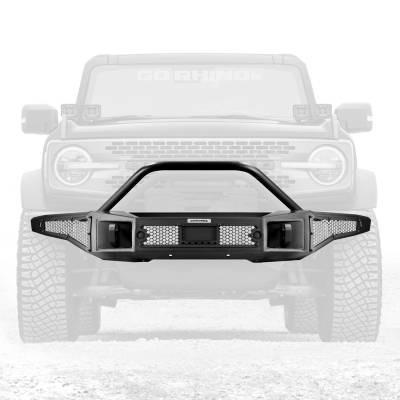 Go Rhino - Go Rhino 331401T Rockline Front Stubby Bumper w/Overrider for 21-26 Ford Bronco