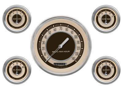 Classic Instruments - Classic Instruments NT54SLC Nostalgia VT Series 5 Gauge Set Stainless