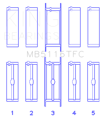 King Engine Bearings - King Bearings MB5116TFC Main Bearing Set for Chrysler 426CI/440CI V8 OHV