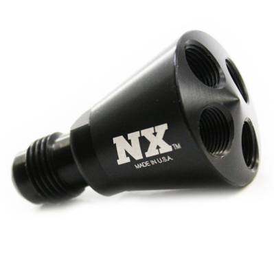 Nitrous Express - Nitrous Express 15019 4-Port Showerhead Dist Block w/-6 Male Black
