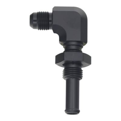 DeatschWerks - DeatschWerks 6-02-0733-B 6AN Male to 3/8" 90-Deg Hose Barb Matte Black