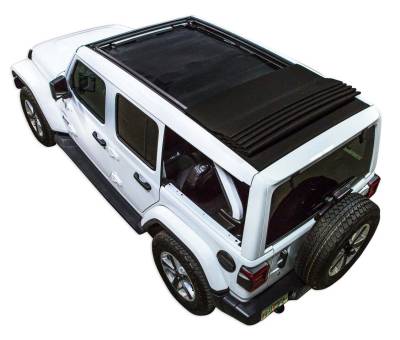 SpiderWebShade - SPIDERWEBSHADE SWS-SHDTOP-01-JL4D-PWT-24-BLK Mesh Sunshade Black for Jeep JL 4DR