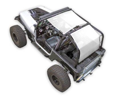 SpiderWebShade - SPIDERWEBSHADE SWS-SHDTOP-01-SW2-YJ-WHT 2Pc Mesh Bikini Top White for Jeep YJ