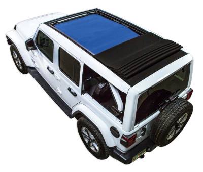 SpiderWebShade - SPIDERWEBSHADE SWS-SHDTOP-01-JL4D-PWT-24-BLU Mesh Sunshade Blue for Jeep JL 4DR