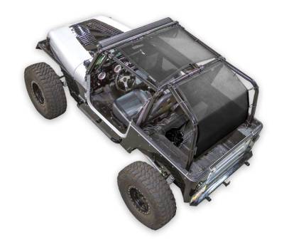 SpiderWebShade - SPIDERWEBSHADE SWS-SHDTOP-01-SW2-YJ-BLK 2Pc Mesh Bikini Top Black for Jeep YJ