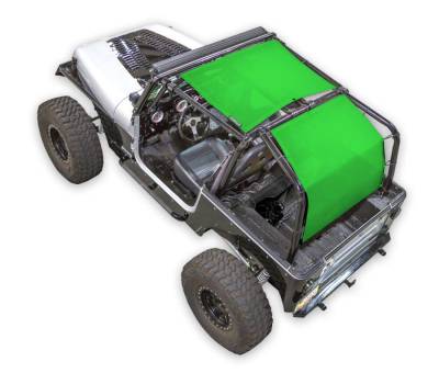 SpiderWebShade - SPIDERWEBSHADE SWS-SHDTOP-01-SW2-YJ-GRN 2Pc Mesh Bikini Top Green for Jeep YJ