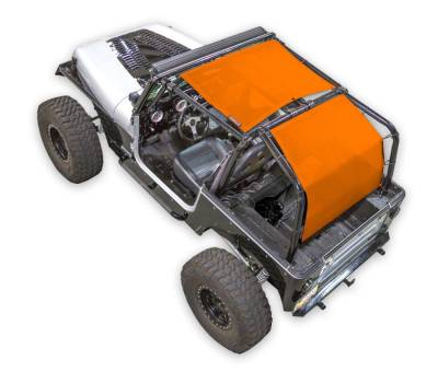 SpiderWebShade - SPIDERWEBSHADE SWS-SHDTOP-01-SW2-YJ-ORG 2Pc Mesh Bikini Top Orange for Jeep YJ