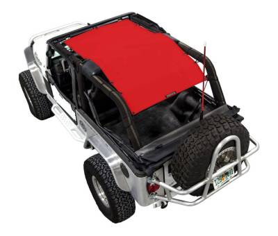 SpiderWebShade - SPIDERWEBSHADE SWS-SHDTOP-01-LJ-RED Mesh Bikini Top Red for Wrangler LJ