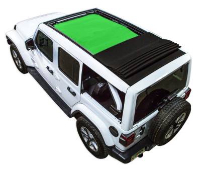 SpiderWebShade - SPIDERWEBSHADE SWS-SHDTOP-01-JL4D-PWT-GRN Mesh Sunshade Green for Jeep JL 4DR