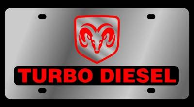 Eurosport Daytona - Eurosport Daytona 1429-1 Stainless License Plate Turbo Diesel Logo for Dodge