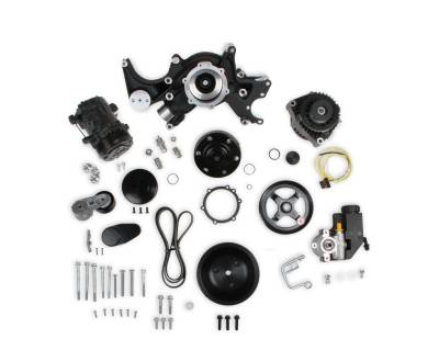 Holley - Holley 20-240BK Mid-Mount Complete Accessory Drive System Black for GM LS