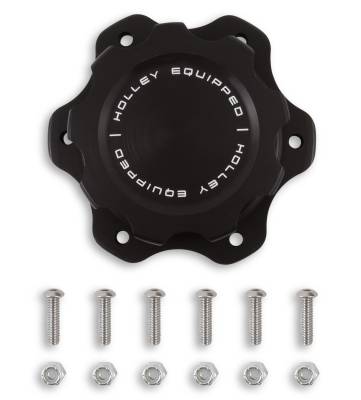 Holley - Holley 241-226 Fuel Cell Filler Cap Black Aluminum 6-Bolt Flange Replacement