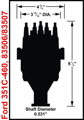 MSD - MSD Ignition 83507 Ready-to-Run Marine Distributor Black for Ford 351C-460