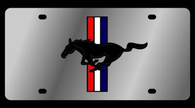 Eurosport Daytona - Eurosport Daytona 1523-1 Stainless License Plate Retro Mustang Pony Logo