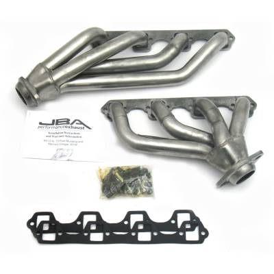 JBA Racing Headers - JBA Headers 1653S 1-5/8" Shorty Stainless Headers Raw for 69-73 Ford Mustang 351