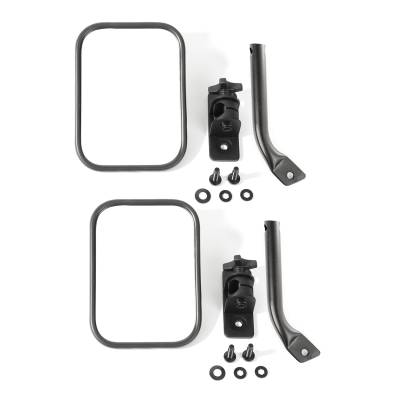 Rugged Ridge - Rugged Ridge 11025.22 Stubby Trail Mirror Rectangular Pair Txt Blk 97-18 Jeep Wr