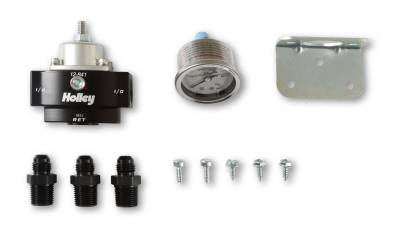 Holley - Holley 12-841KIT Billet Bypass Fuel Pressure Regulator Kit 4.5-9 PSI w/Gauge